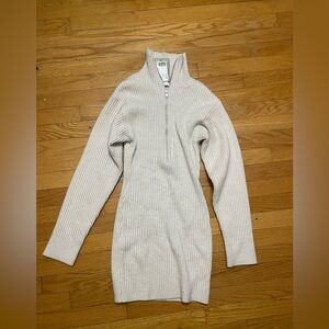H&M Cream Ribbed Knit Sweater Dress NWT